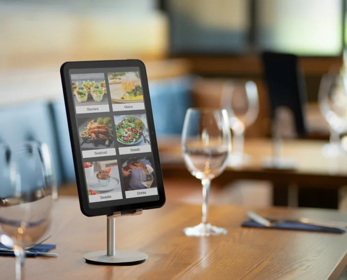 Restaurant menu on tablet